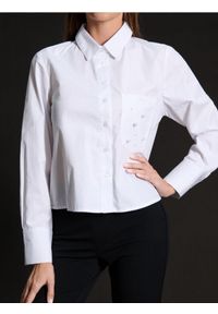 Sinsay - Koszula - biały. Kolor: biały. Materiał: bawełna. Długość rękawa: długi rękaw. Długość: długie. Wzór: aplikacja #1