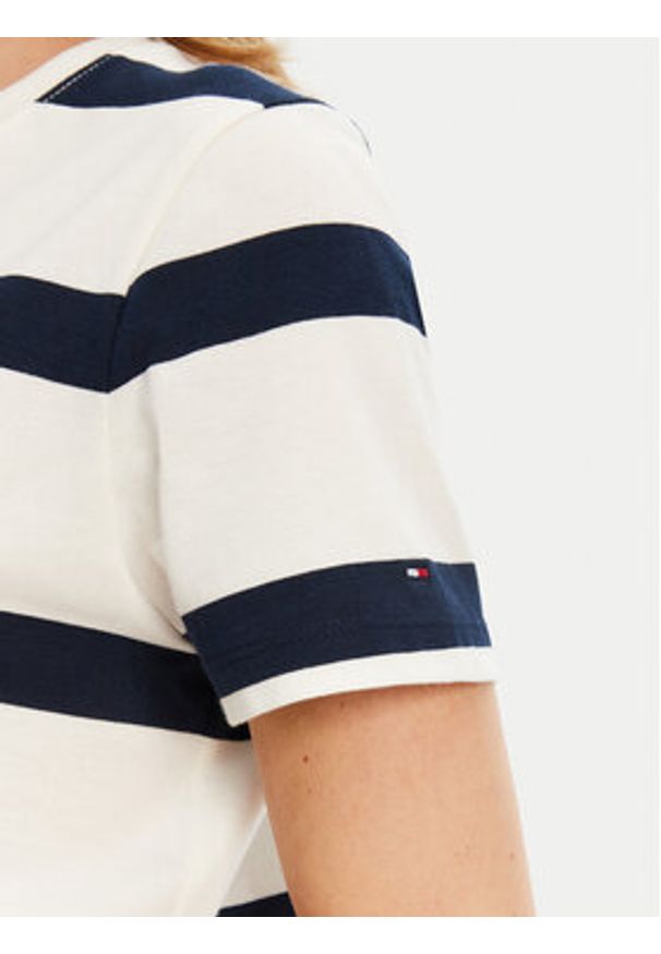 TOMMY HILFIGER - Tommy Hilfiger T-Shirt Script WW0WW45746 Écru Regular Fit. Materiał: bawełna