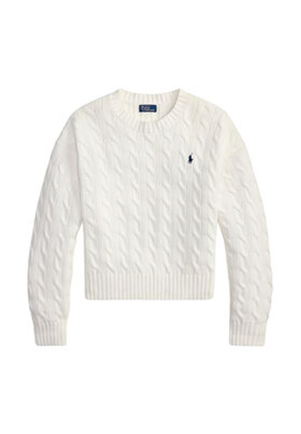 Polo Ralph Lauren Sweter 211A96245003 Biały Relaxed Fit. Typ kołnierza: polo. Kolor: biały. Materiał: bawełna