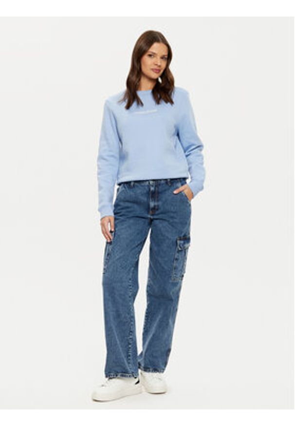 Guess Jeans Bluza W4YQ10 KC811 Niebieski Regular Fit. Kolor: niebieski. Materiał: bawełna