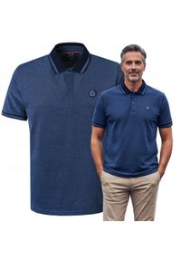 Męska, Bawełniana Koszulka Polo - Pako Jeans - Granatowa. Okazja: na co dzień. Typ kołnierza: polo. Kolor: niebieski. Materiał: bawełna. Styl: casual #6