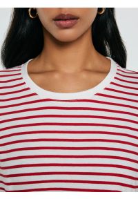 Big-Star - Koszulka damska w paski biało-czerwona Aleksa 603. Kolor: czerwony. Materiał: dzianina, bawełna, żakard. Wzór: paski #2