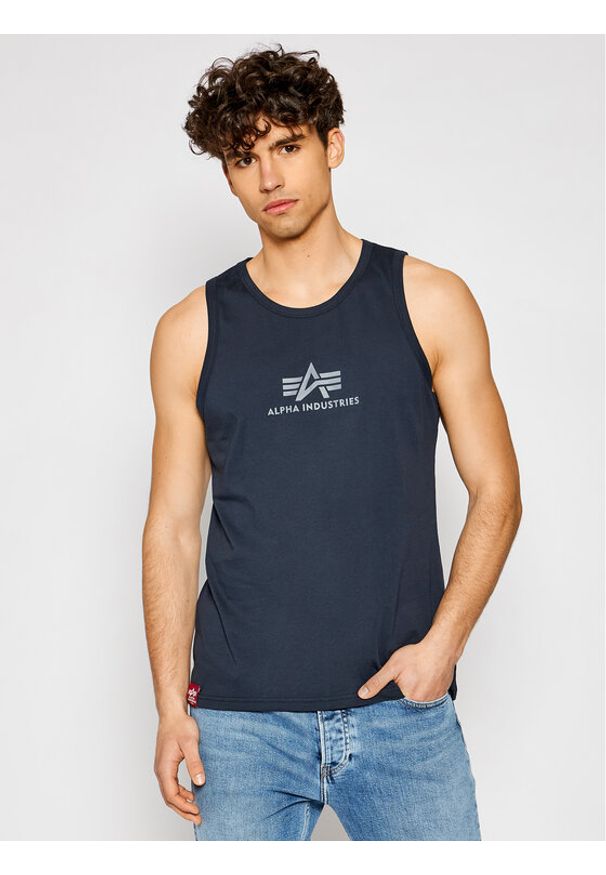 Alpha Industries Tank top Basic 126566 Granatowy Regular Fit. Kolor: niebieski. Materiał: bawełna