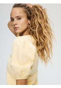 Reserved - Sweter z aplikacjami - jasnożółty. Kolor: żółty. Materiał: dzianina, wiskoza. Wzór: aplikacja