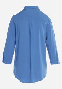 Born2be - Niebieska Klasyczna Koszula z Bawełny i Wiskozy z Rękawami 3/4 Adioria. Kolor: niebieski. Materiał: bawełna, wiskoza. Styl: klasyczny #5