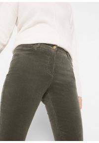 Spodnie sztruksowe ze stretchem Straight bonprix ciemnooliwkowy. Stan: obniżony. Kolor: zielony. Materiał: elastan, materiał, sztruks, bawełna #3