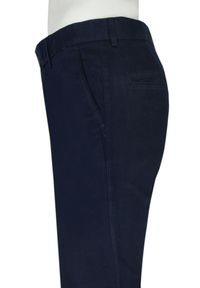 Męskie Spodnie Chinos marki Rigon – Bawełna z Elastanem – Slim Fit - Granatowe. Kolor: niebieski. Materiał: bawełna, elastan #3