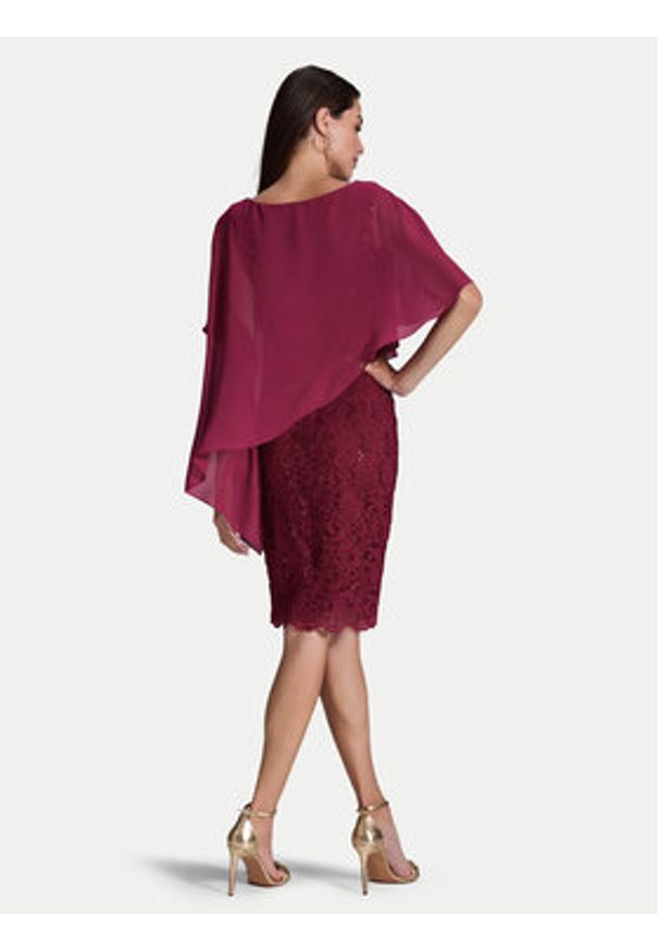 Swing Sukienka koktajlowa 77760410 Bordowy Regular Fit. Kolor: czerwony. Materiał: syntetyk. Styl: wizytowy