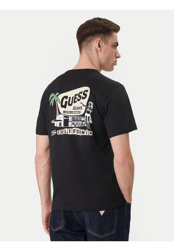 Guess Jeans T-Shirt M6GIC0 K8HM0 Czarny Regular Fit. Kolor: czarny. Materiał: bawełna