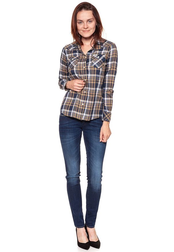 Wrangler - KOSZULA WRANGLER CHECK SHIRT DUSTY OLIVE W5240LU45 112129348. Wzór: kratka