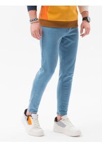 Ombre Clothing - Spodnie męskie jeansowe bez przetarć SLIM FIT - niebieskie V3 OM-PADP-0148 - XXL. Okazja: na co dzień. Kolor: niebieski. Materiał: jeans. Wzór: gładki. Styl: casual, elegancki, sportowy #6