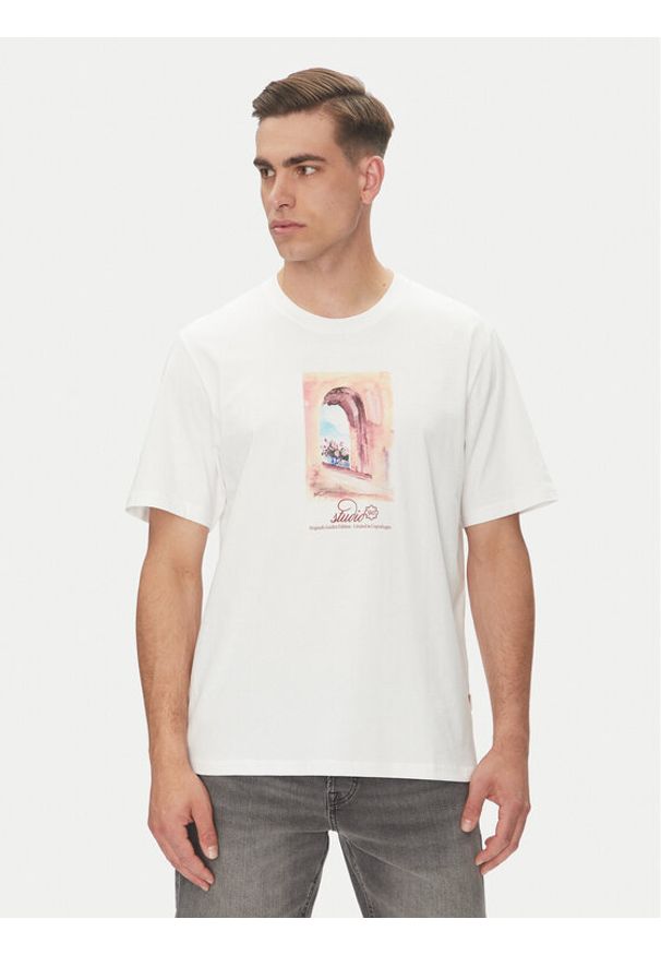 Jack & Jones - Jack&Jones T-Shirt Hydra 12277248 Biały Relaxed Fit. Kolor: biały. Materiał: bawełna