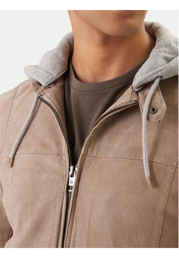 Milestone Kurtka skórzana Rivoli 612205 60785 Beżowy Regular Fit. Kolor: beżowy. Materiał: welur