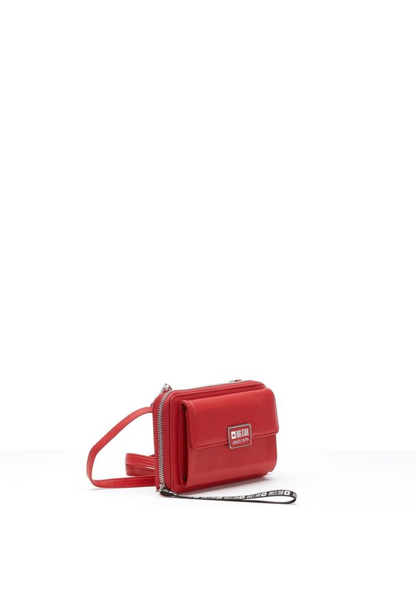 Big Star Accessories - Torebka damska Big Star, z klapą zamykaną na zatrzask i zamkiem błyskawicznym wokół, czerwona, GG674008. Kolor: czerwony. Wzór: aplikacja. Rozmiar: małe. Styl: elegancki, casual. Rodzaj torebki: do ręki