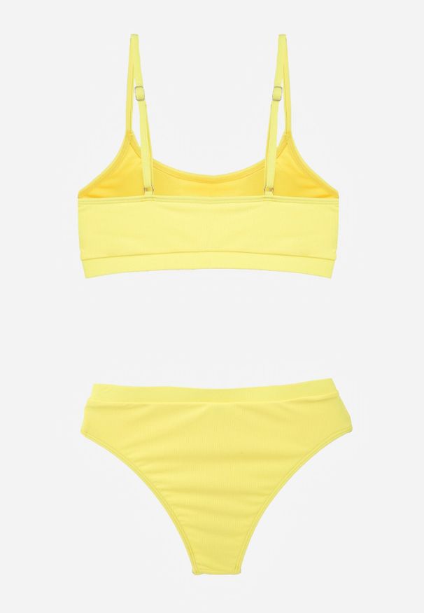 Born2be - Żółte Prążkowane Bikini o Klasycznym Kroju z Regulacją Ramiączek Shariesh. Kolekcja: plus size. Kolor: żółty. Materiał: prążkowany. Długość: długie