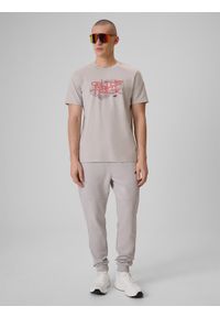 4f - 4F T-shirt regular z nadrukiem męski - szary S. Okazja: na co dzień. Kolor: szary. Materiał: jeans, bawełna, dresówka, dzianina. Wzór: nadruk. Styl: klasyczny, casual #2