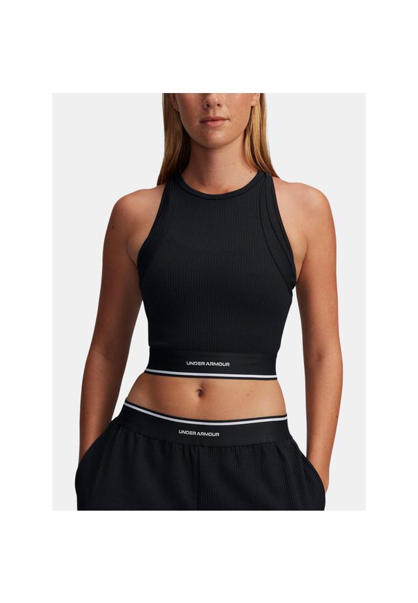 Top treningowy damski Under Armour Meridian Rib Branded Tank. Kolor: czarny. Sport: fitness