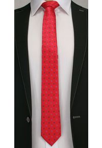 Wyrazisty Krawat Męski w Kwiaty - 6 cm - Angelo di Monti, Czerwony. Kolor: czerwony. Wzór: kwiaty, geometria