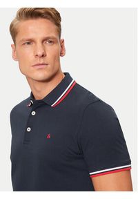 Jack & Jones - Jack&Jones Polo Paulos 12136668 Granatowy Slim Fit. Typ kołnierza: polo. Kolor: niebieski. Materiał: bawełna