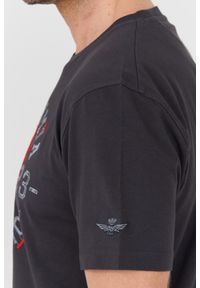 Aeronautica Militare - AERONAUTICA MILITARE Szary bawełniany męski t-shirt M.C., Rozmiar M. Kolor: szary. Materiał: bawełna #7