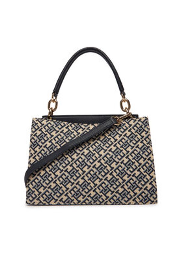 TOMMY HILFIGER - Tommy Hilfiger Torebka Th Her Med Satchel Jacqu AW0AW18639 Granatowy. Kolor: niebieski. Materiał: skórzane