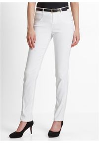 bonprix - Spodnie ze stretchem. Kolor: biały. Materiał: bawełna #1