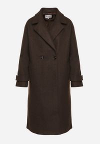 Born2be - Brązowy Dwurzędowy Płaszcz Oversize z Wełny i Wiskozy w Eleganckim Stylu Tiliavia. Okazja: na co dzień. Typ kołnierza: golf. Kolor: brązowy. Materiał: wiskoza, wełna. Wzór: aplikacja. Styl: elegancki #3