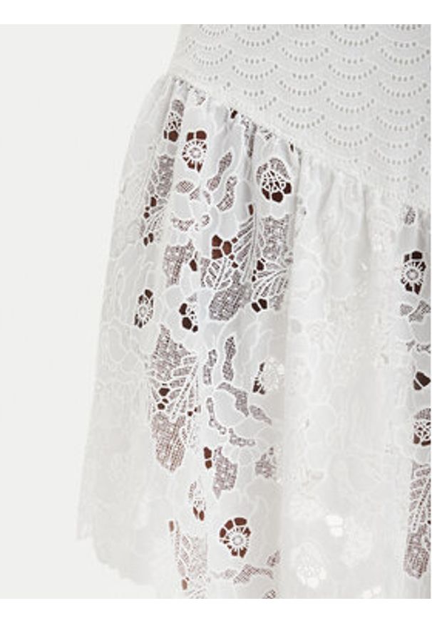 Guess Spódnica midi W6GD40 W1882 Biały Classic Fit. Kolor: biały. Materiał: bawełna