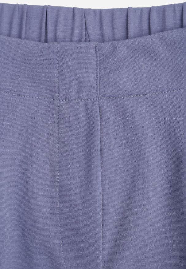 Born2be - Niebieskie Spodnie z Eleganckimi Zakładkami i Nogawkami o Długości 3/4 Dorasea. Okazja: na co dzień, do pracy. Kolekcja: plus size. Kolor: niebieski. Styl: elegancki