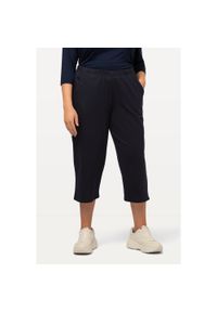 ULLA POPKEN - Damskie Spodnie dresowe 7/8 prosta nogawka elastyczny ściągacz. Kolekcja: plus size. Kolor: niebieski. Materiał: materiał, bawełna