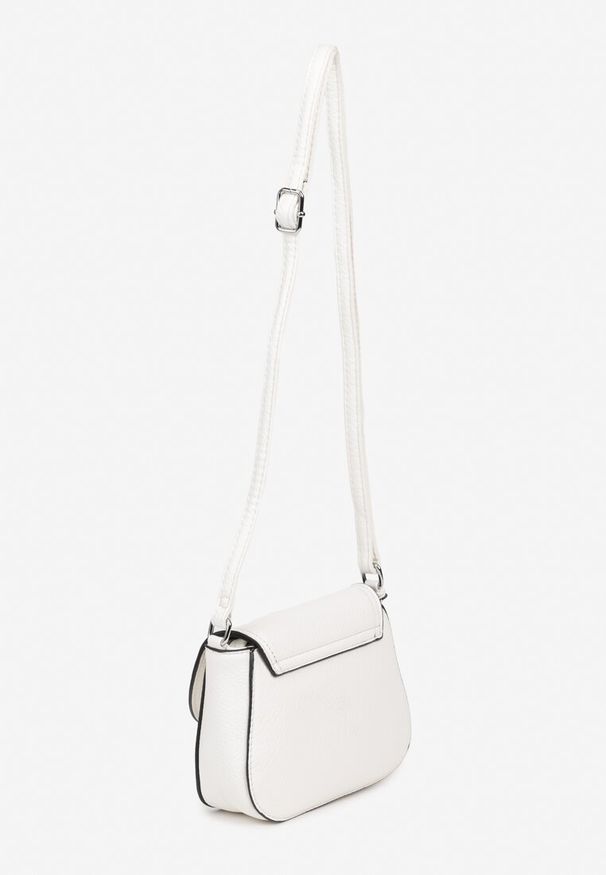 Born2be - Biała Torebka Listonoszka z Aplikacją w Kształcie Kokardy Siluriela. Kolor: biały. Wzór: aplikacja. Dodatki: z kokardką, z aplikacjami. Styl: casual, elegancki