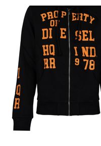 Diesel Bluza "Ginn Hood Zip" | A08697-0HAYT | Mężczyzna | Czarny. Okazja: na co dzień. Typ kołnierza: kaptur. Kolor: czarny. Materiał: poliester, bawełna. Wzór: jednolity, nadruk. Styl: sportowy, casual