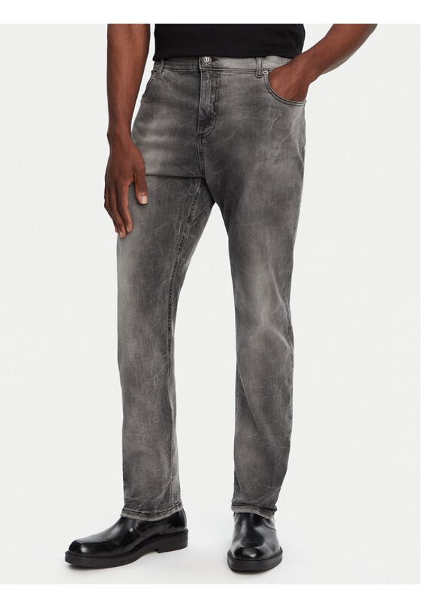 Balmain Jeansy DH1MI043DE73 Szary Regular Fit. Kolor: szary