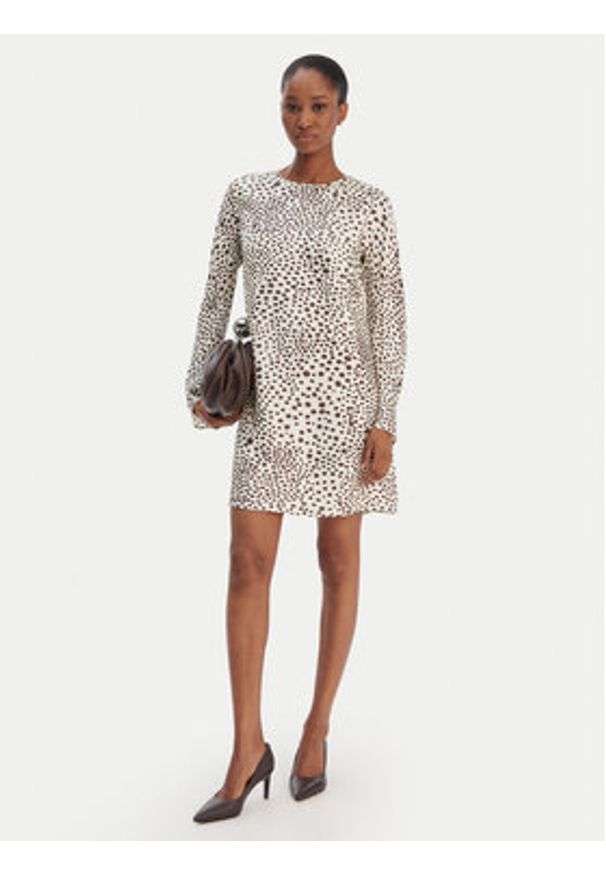 Marella Sukienka codzienna Samba 2613221171 Écru Regular Fit. Okazja: na co dzień. Materiał: jedwab. Typ sukienki: proste. Styl: casual