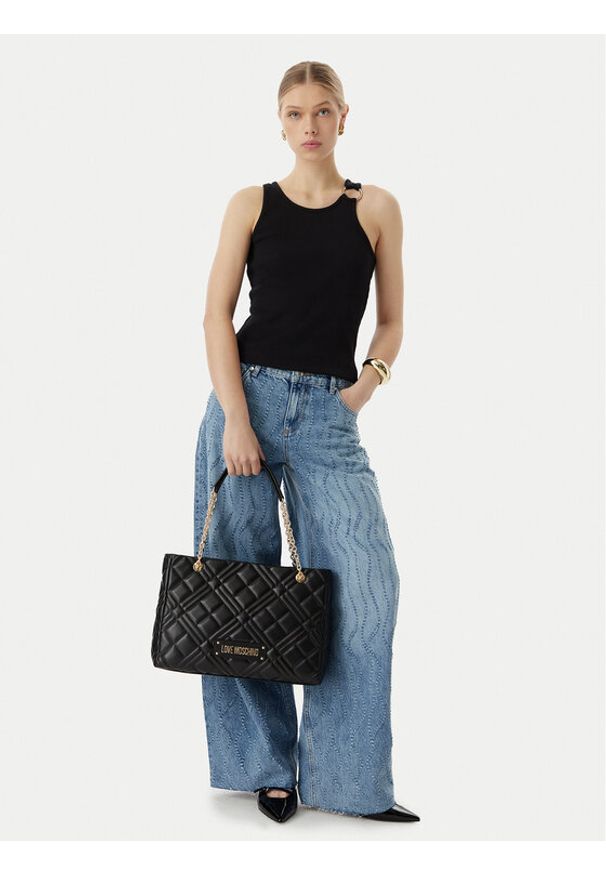 Love Moschino - LOVE MOSCHINO Torebka JC4145PP1OLA0000 Czarny. Kolor: czarny. Materiał: skórzane