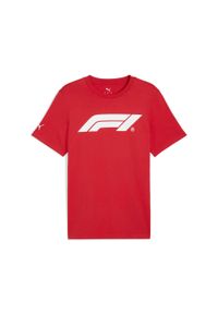 Puma - Męska koszulka F1® Essentials z logo PUMA Pop Red. Kolor: czerwony. Wzór: nadruk