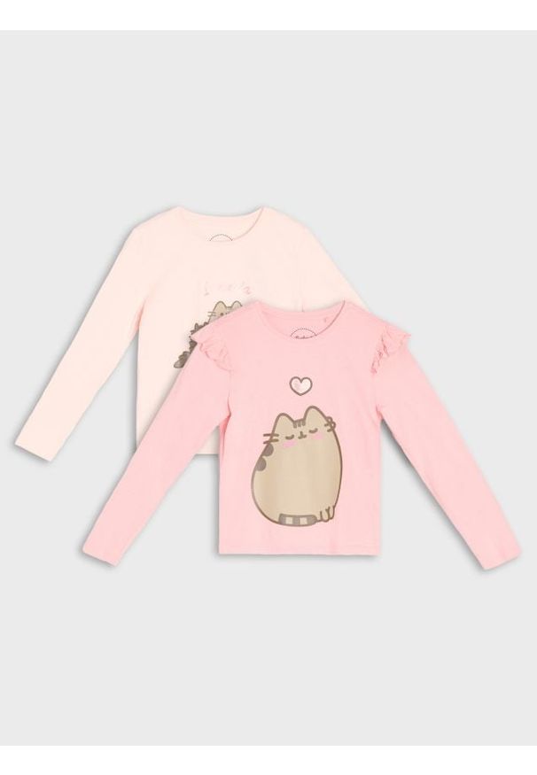 Sinsay - Koszulki z długimi rękawami 2 pack Pusheen the cat - różowy. Kolor: różowy. Długość rękawa: długi rękaw. Długość: długie