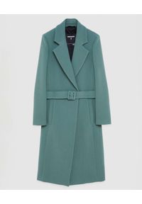 Patrizia Pepe - PATRIZIA PEPE - Zielony płaszcz Essential z pasem. Kolor: zielony. Długość rękawa: długi rękaw. Długość: długie. Wzór: haft #5