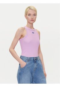 Hugo - HUGO Top 50508857 Różowy Slim Fit. Kolor: różowy. Materiał: bawełna