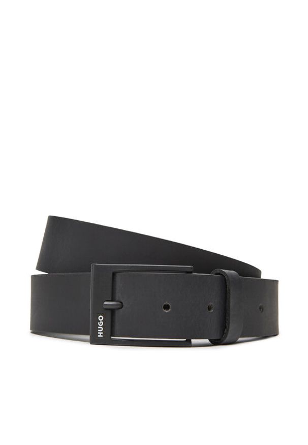 Hugo - HUGO Pasek Męski 50548339 Czarny. Kolor: czarny. Materiał: skóra