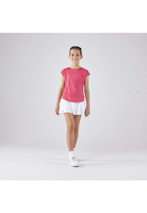 ARTENGO - Koszulka tenisowa dla dziewczynek Artengo TTS Soft. Kolor: różowy. Materiał: materiał, tkanina, poliester, elastan. Sport: tenis