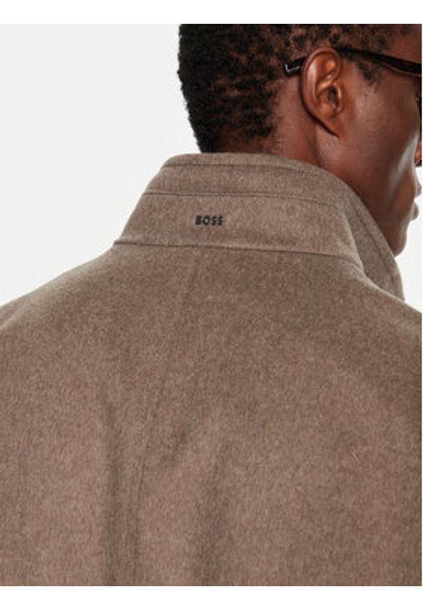BOSS - Boss Płaszcz wełniany H-Hyde 50525764 Beżowy Slim Fit. Kolor: beżowy. Materiał: wełna