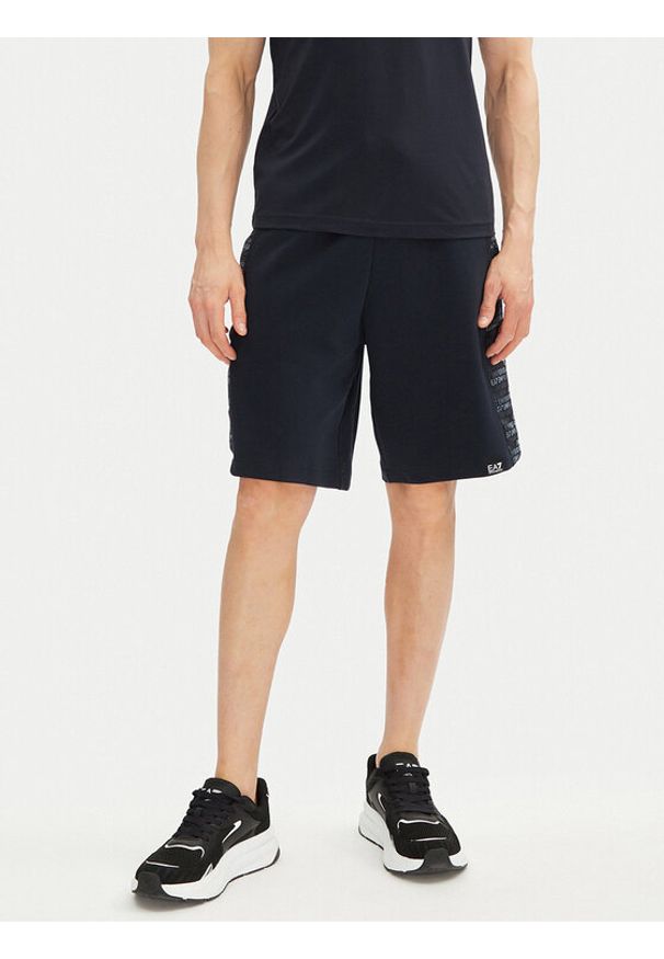 EA7 Emporio Armani Szorty sportowe 7M000217 AF12660 UB102 Granatowy Regular Fit. Kolor: niebieski. Materiał: bawełna. Styl: sportowy