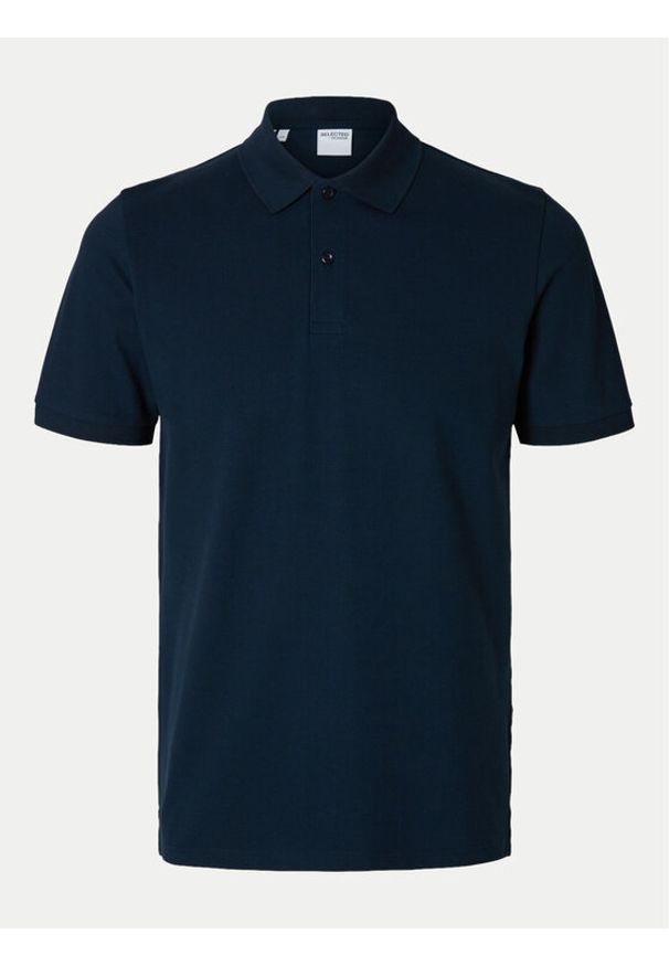 Selected Homme Polo 16095851 Granatowy Slim Fit. Typ kołnierza: polo. Kolor: niebieski. Materiał: bawełna