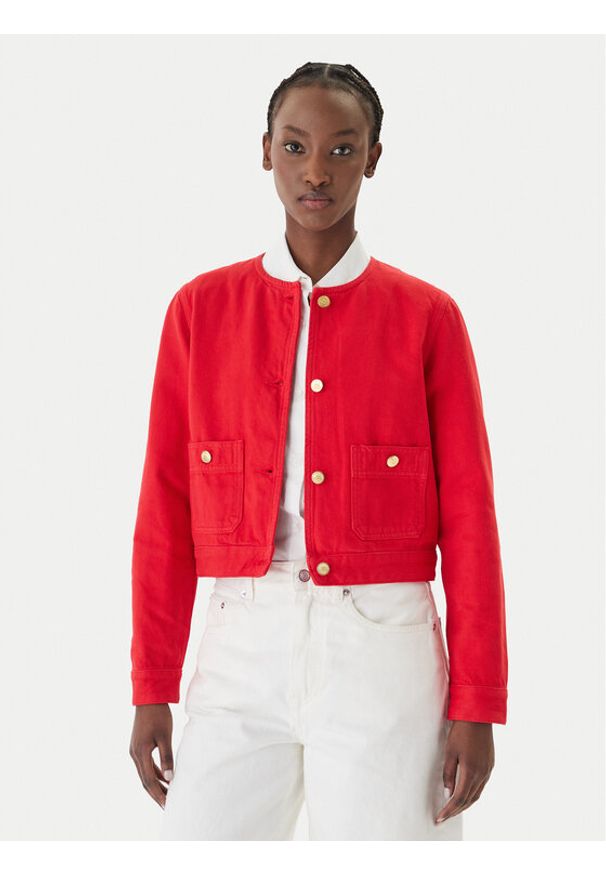 TOMMY HILFIGER - Tommy Hilfiger Kurtka jeansowa WW0WW48591 Pomarańczowy Regular Fit. Kolor: pomarańczowy. Materiał: bawełna