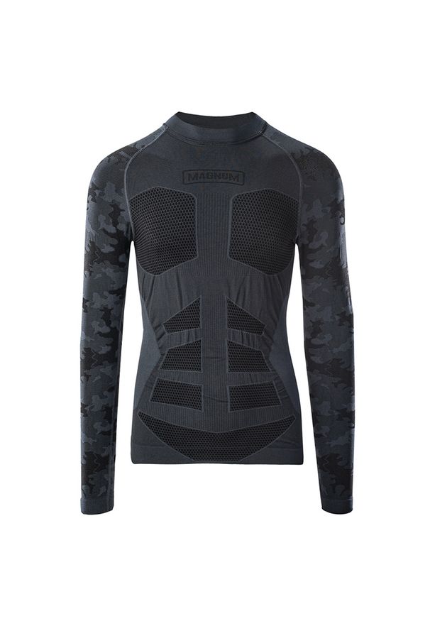 Koszulka termoaktywna Magnum Camo Top, męska - szara, Rozmiar XXXL. Kolor: szary. Materiał: elastan, materiał, poliamid, włókno, skóra, syntetyk
