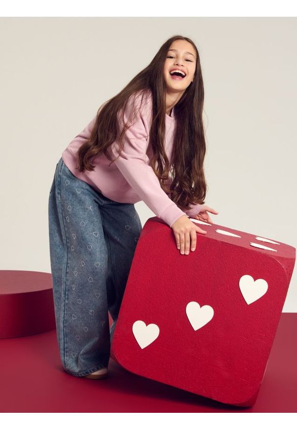 Sinsay - Jeansy wide leg z ozdobnymi dżetami - Inny