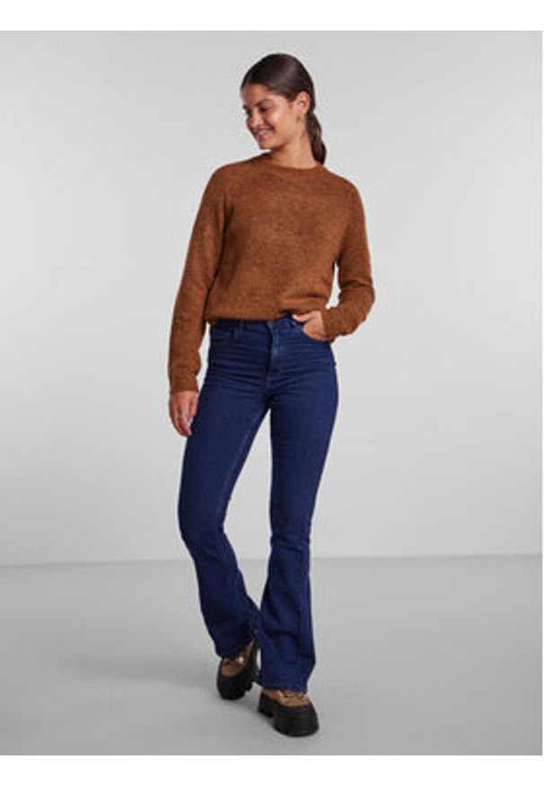Pieces Jeansy 17127256 Granatowy Flared Fit. Kolor: niebieski