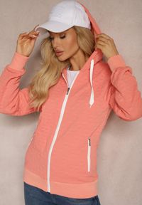 Renee - Różowa Bluza z Bawełną i Kapturem na Suwak Arsetia. Kolor: różowy. Materiał: bawełna