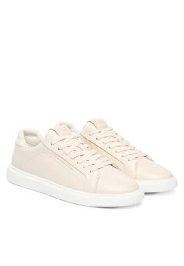 TOMMY HILFIGER - Tommy Hilfiger Sneakersy Icon Court Light Weight Shinny FW0FW08949 Écru. Materiał: skóra